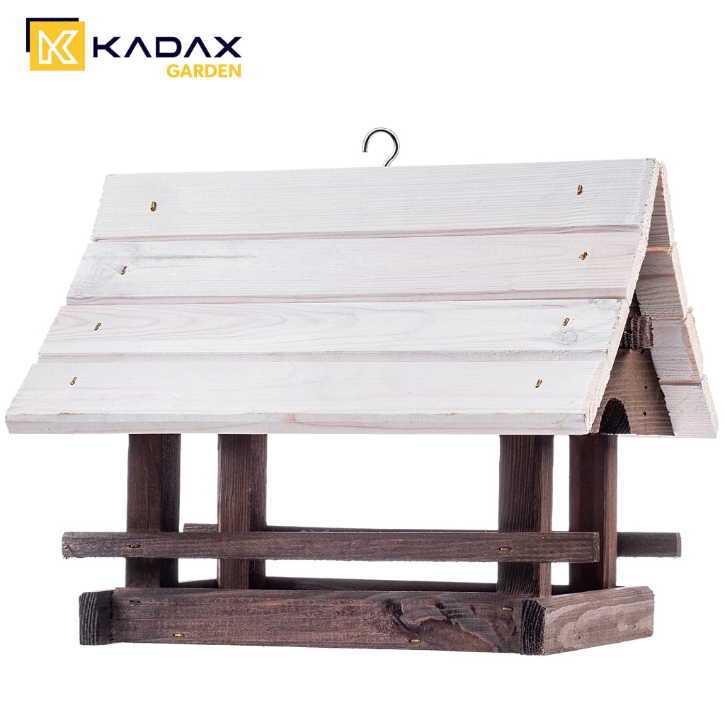 KADAX Grande mangiatoia per uccelli in legno da appendere, decorazione da giardino.