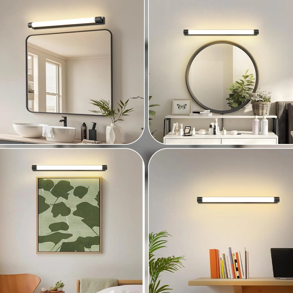 ZMH Applique da Parete LED 50cm 10W Colore Nero 3000K per Specchio da Bagno Illuminazione Moderna per Mobili da Cantina