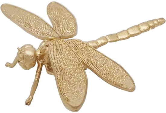 Scultura di insetto giallo oro in metallo massivo, ornamento insetto, figura insetto miniatura per casa, ufficio, giardino e decorazione da tavolo (libellula)