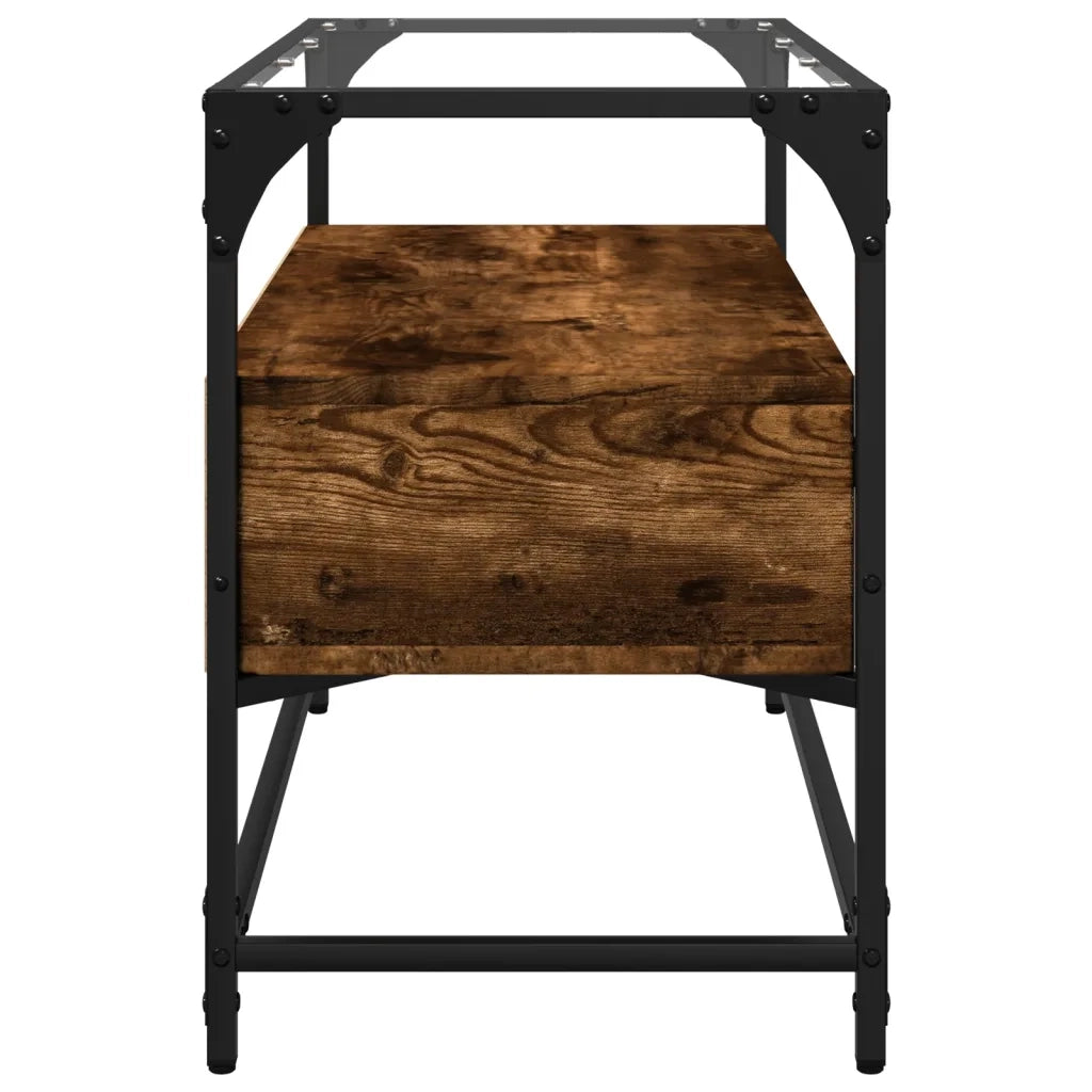 Mobile TV Piano-Credenza per TV-Console TV Vetro Rovere Fumo 80x35x51cm Legno Multistrato