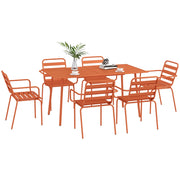 Set da pranzo da giardino 7 pezzi ¨C zephmum ¨C tavolo e 6 sedie impilabili in acciaio rosso