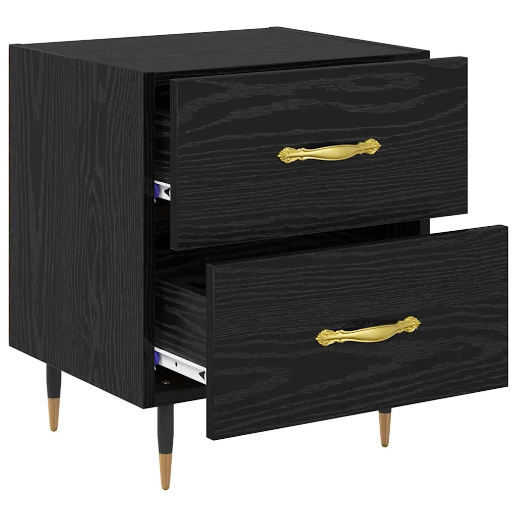 Armadio da Notte con cassetto Rovere Nero 40 x 35 x 47,5 cm