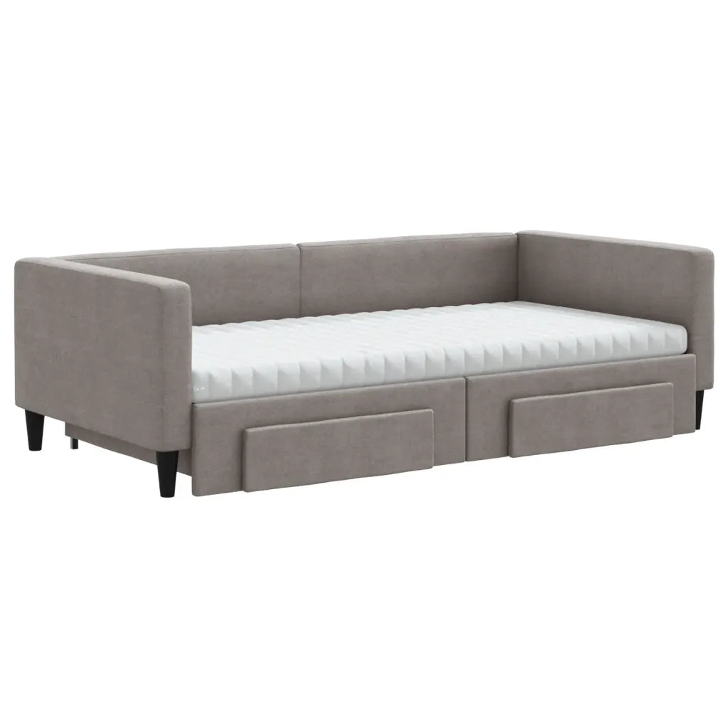 Divano Letto Estraibile con Cassetti Tortora 100x200 cm Tessuto 3196640