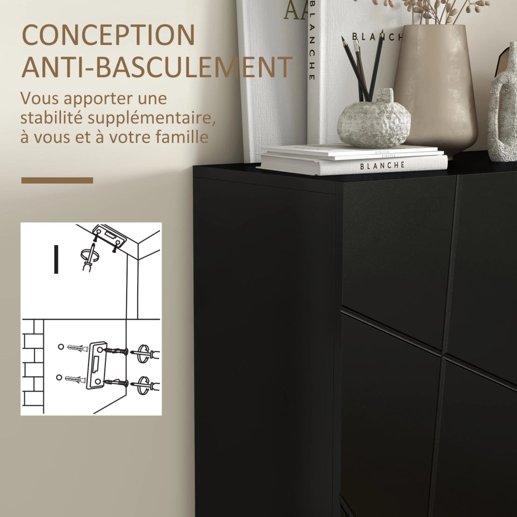 Scarpiera con ante e ripiani regolabili ¨C zephmum ¨C nero 72x31.5x95 cm
