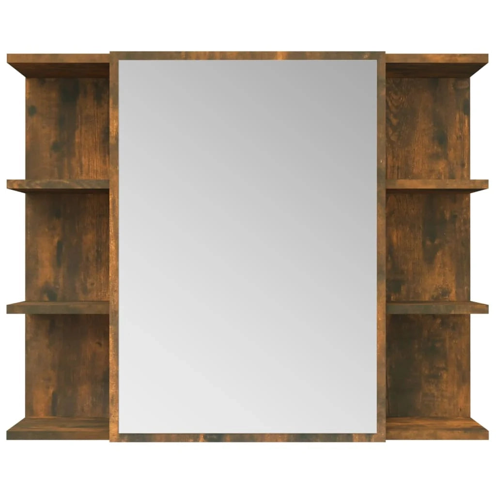 Mobiletto specchio da bagno 80 x 20,5 x 64 cm in legno di rovere 02_0006724