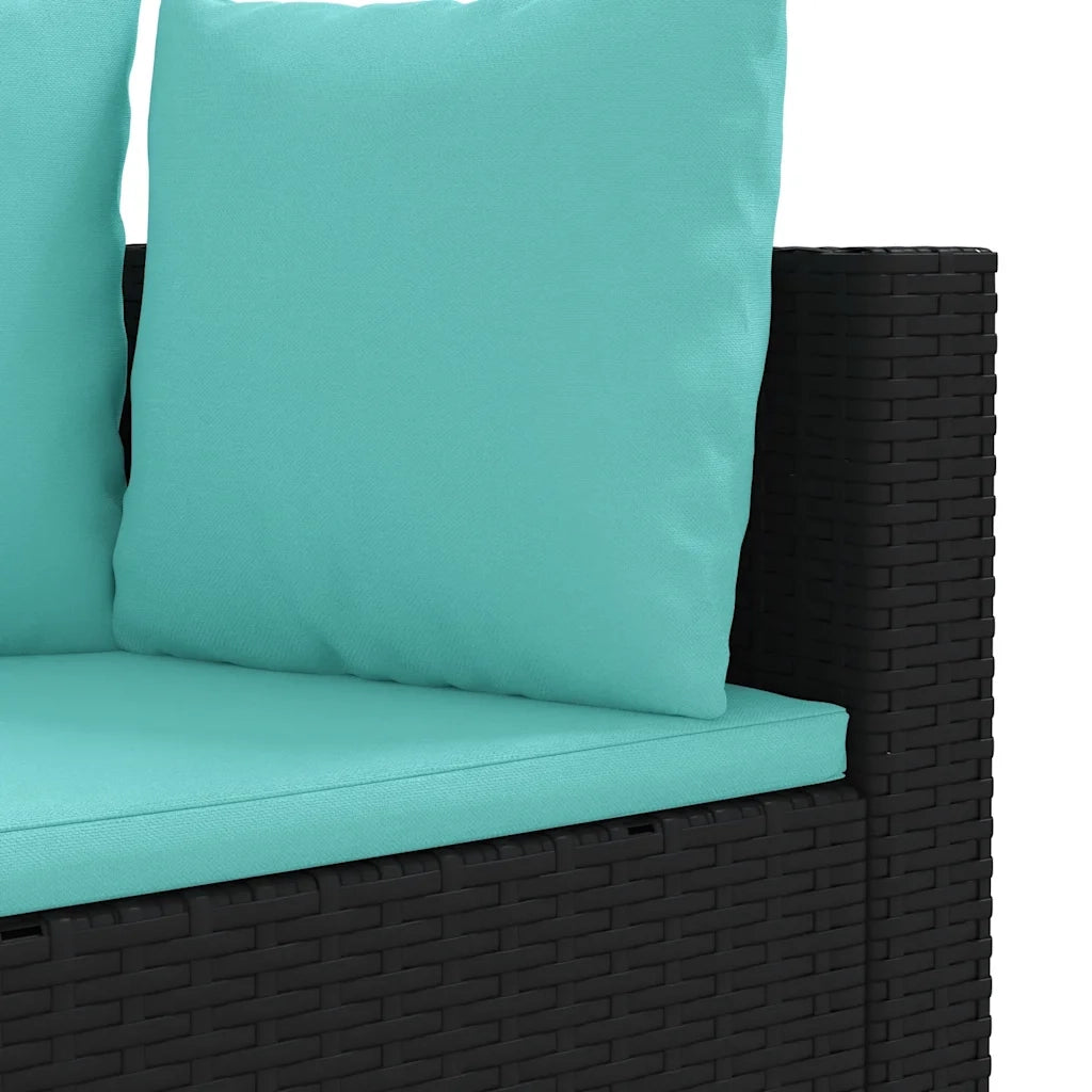 Set Divani da Giardino con Cuscini 7pz Nero Polyrattan