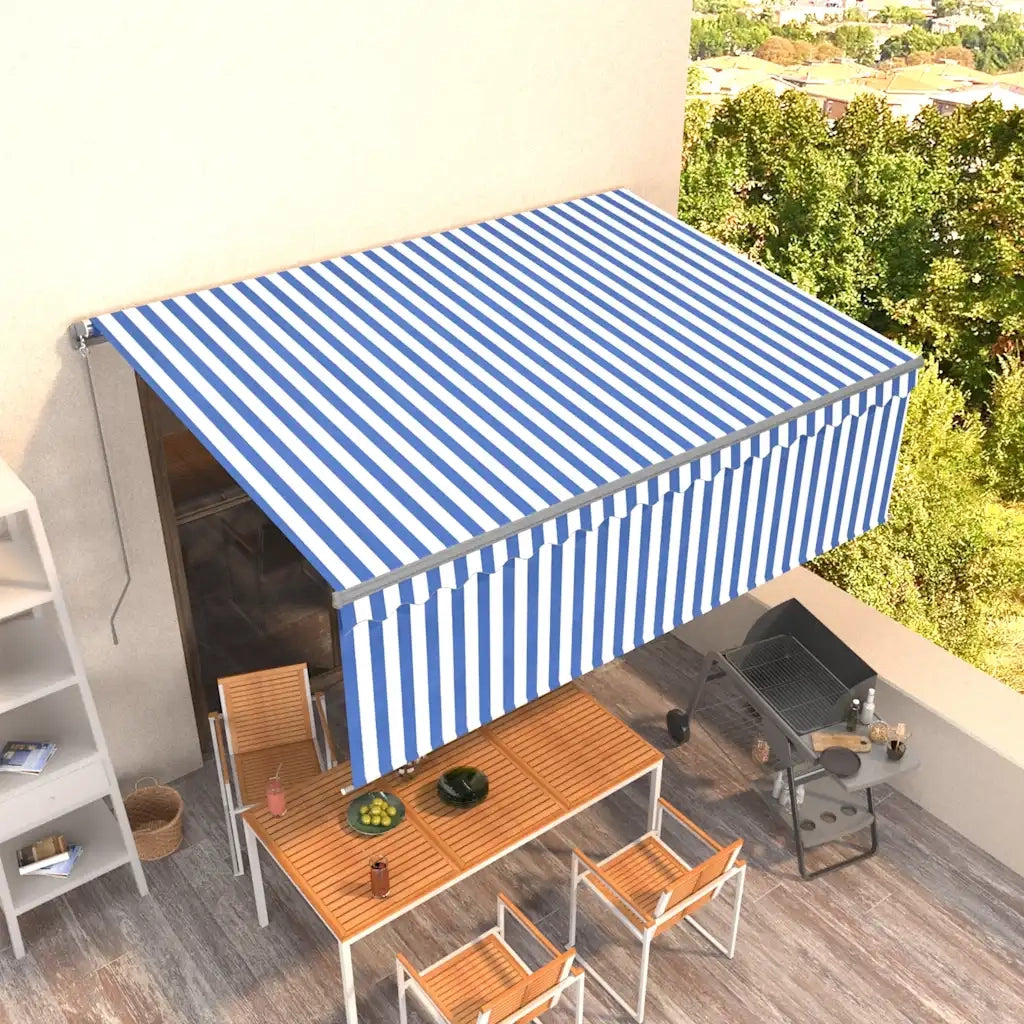 Tenda Sole Retrattile Manuale con Parasole 4,5x3m Blu e Bianco 3069436