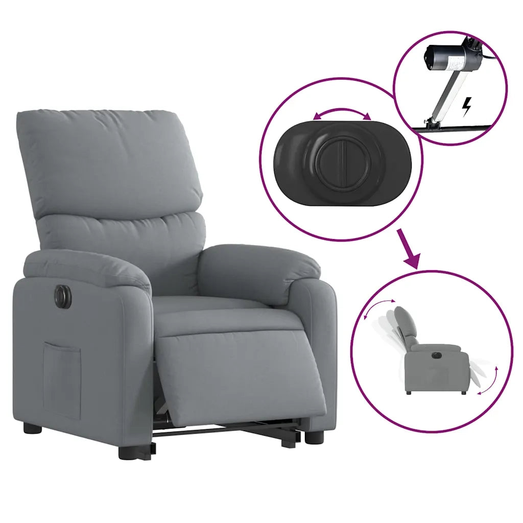 Poltrona Reclinante Alzapersona Elettrica Grigio Chiaro Tessuto 3204848