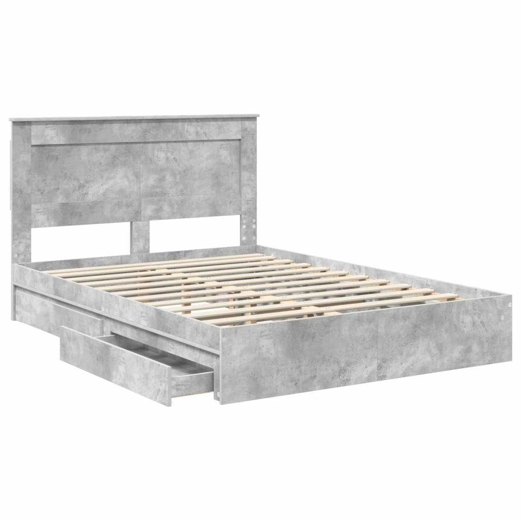 Letto con Contenitore con testiera Grigio cemento 150 x 200 cm 3410236