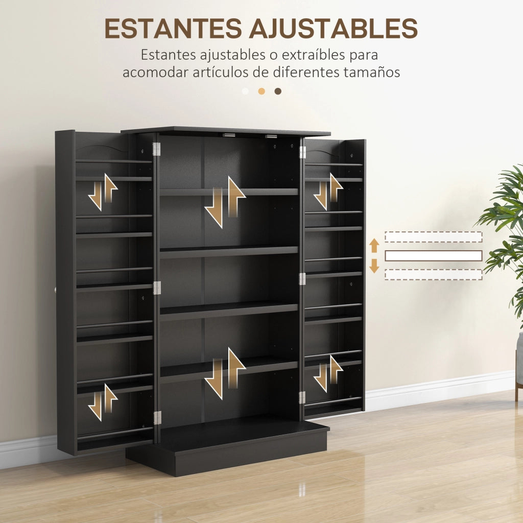 Armadio Dispensa Multiuso ¨C Xylo ¨C 2 Ante 16 Ripiani Nero 60x30x104cm