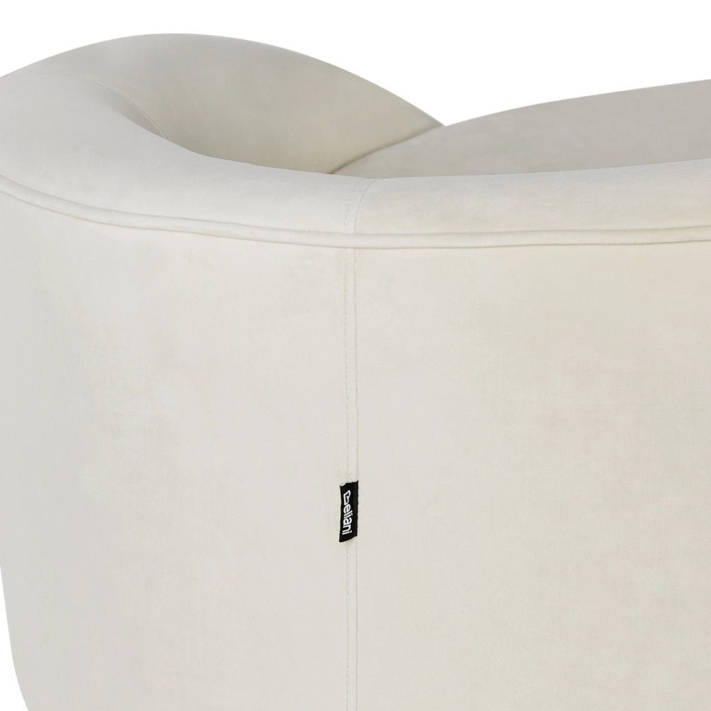 Divano velluto beige glamour curvo in stile retrò a 2 posti con gambe metallo dorato