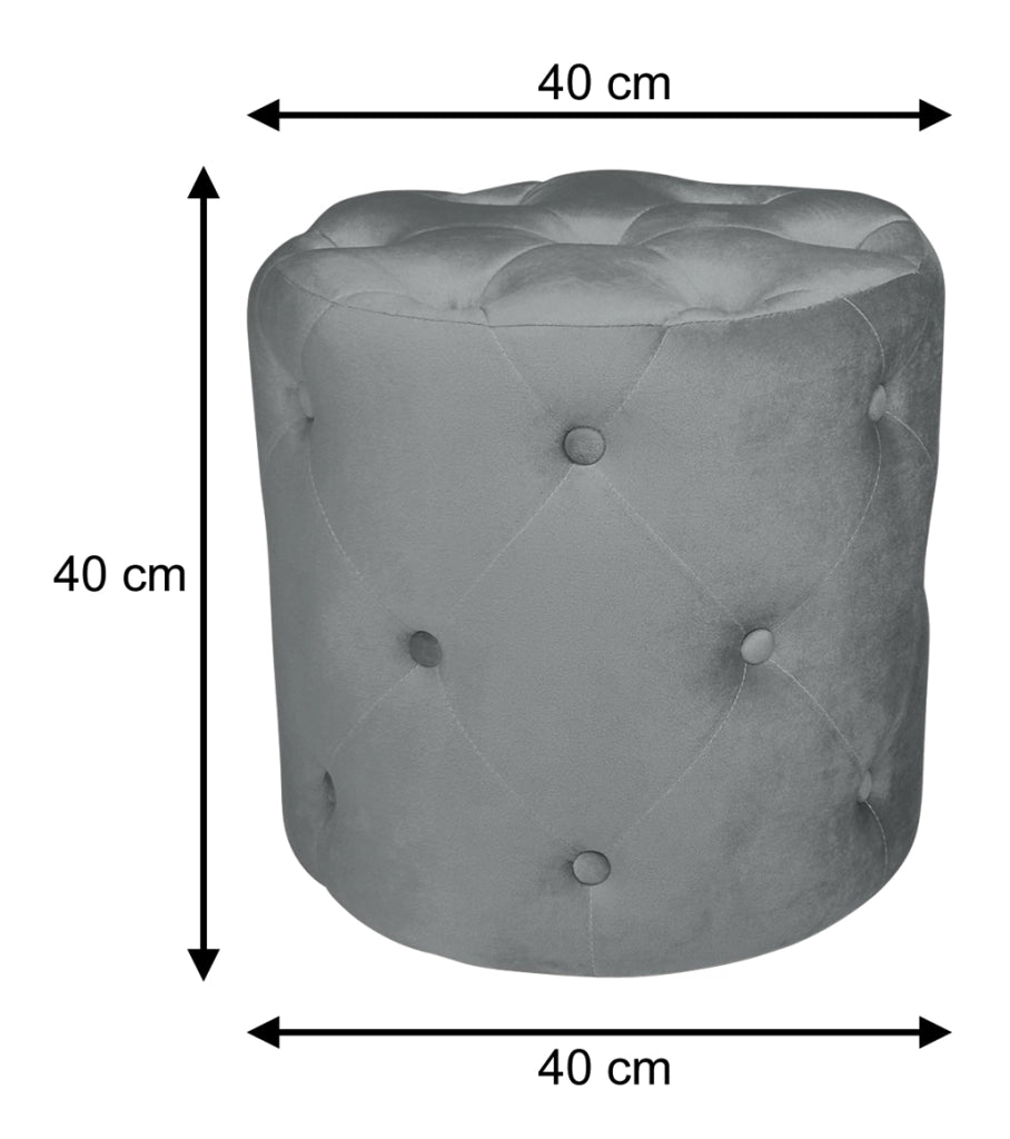 Pouf in velluto capitonné grigio, poggiapiedi - Honey - PO01HO