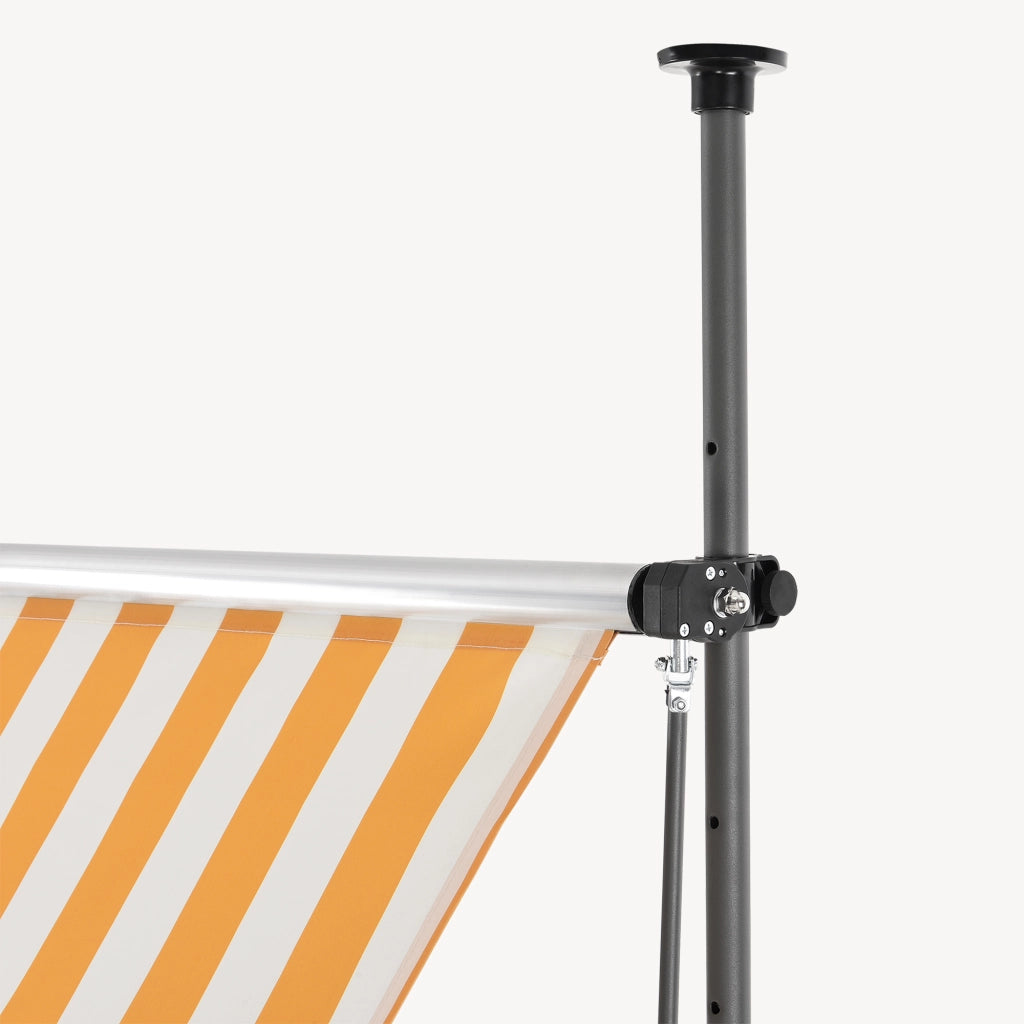 Tenda da Sole a Muro con Pali di Supporto Telescopici Parasole 250 x 120 cm (LxP) Giallo-Bianco pro.tec