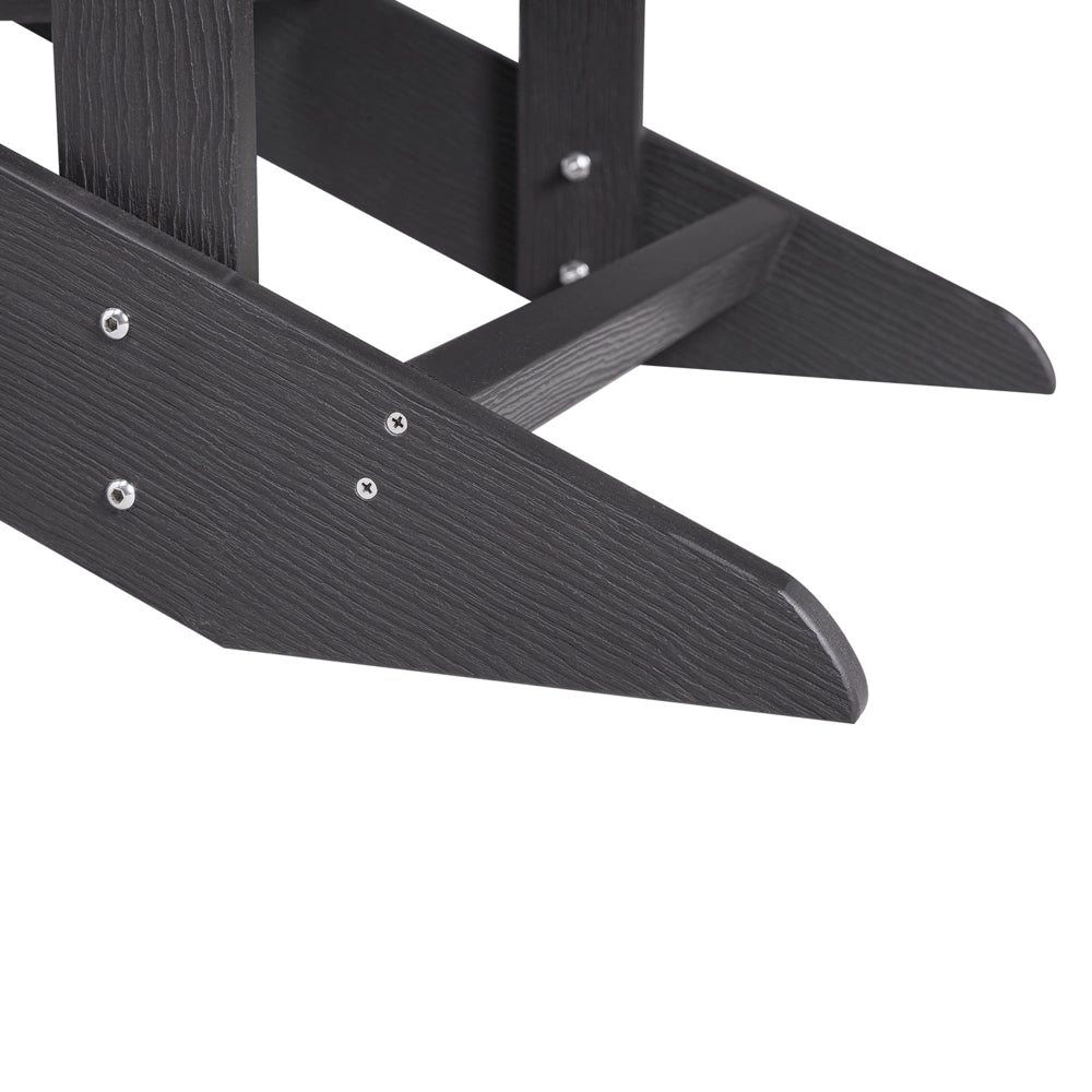 Sedia da giardino in legno di plastica grigio scuro con poggiapiedi resistente agli agenti atmosferici in stile moderno