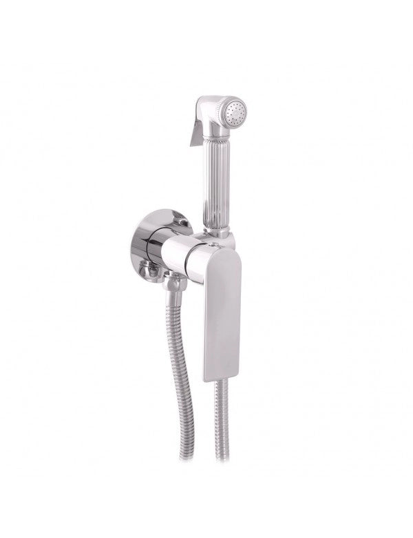 Miscelatore bidet a parete NIL in ottone cromato con battuta sulla doccetta