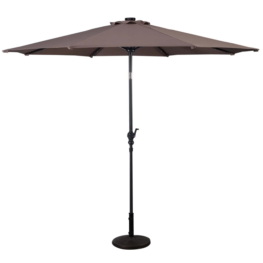 Ombrellone basculante da 300 cm con 24 luci LED regolabili per giardino e terrazza design in poliestere marrone 20_0013027