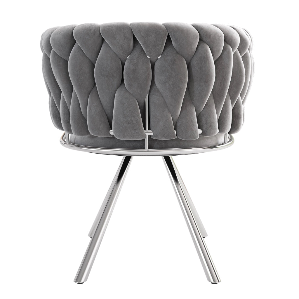 Set di 2 sedie da pranzo girevoli in velluto grigio con struttura in metallo, design moderno, 360°