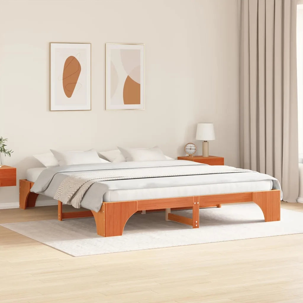 Struttura del letto Marrone cerato 200 x 200 cm Pino massello 872934