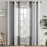 Gordini a Strisce Moderne con Cerniere trasparenti per Salotto e Camera da Letto, Set da 2, 140 x 215 cm, Grigio Bianco