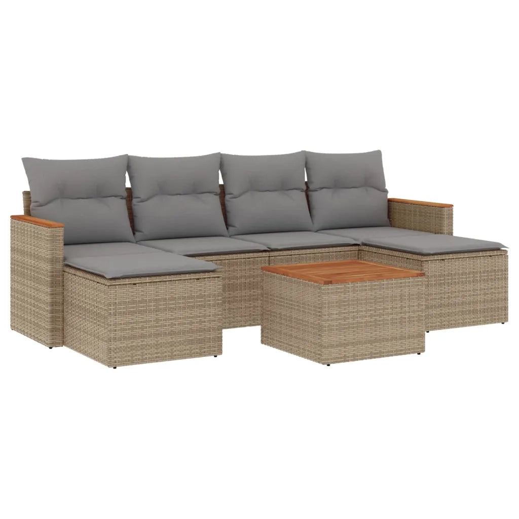 Set Divano da Giardino 7 pz con Cuscini Beige Misto Polyrattancod mxl 89095