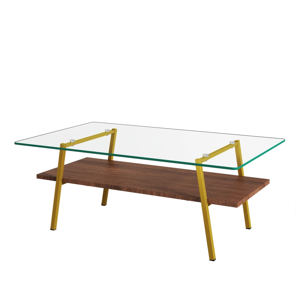 Tavolino da caffè 106x66x9 cm con piano in vetro temperato; base in MDF; rosa cipria e oro
