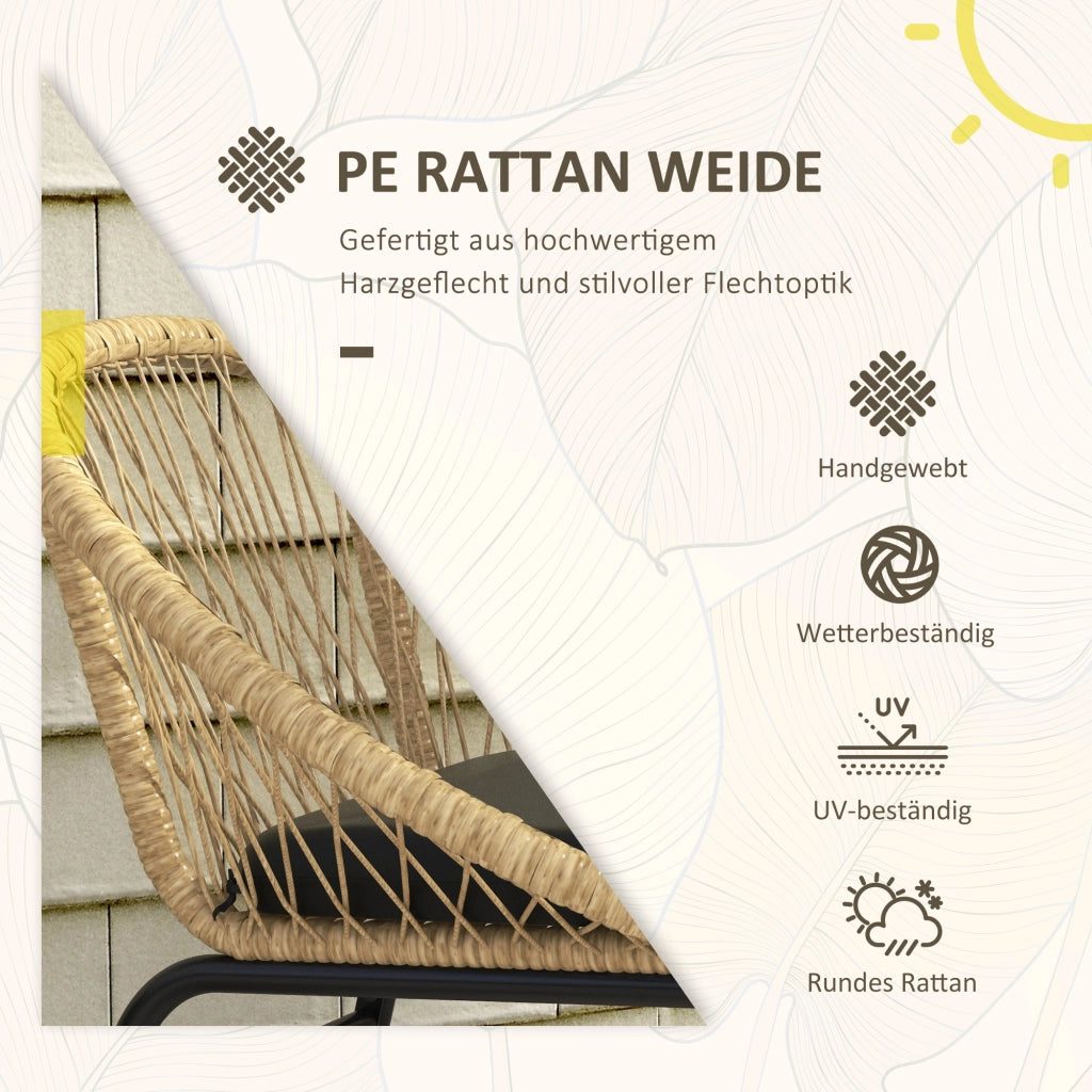 Set giardino polyrattan ¨C zephmum ¨C 2 sedie, tavolo, giallo