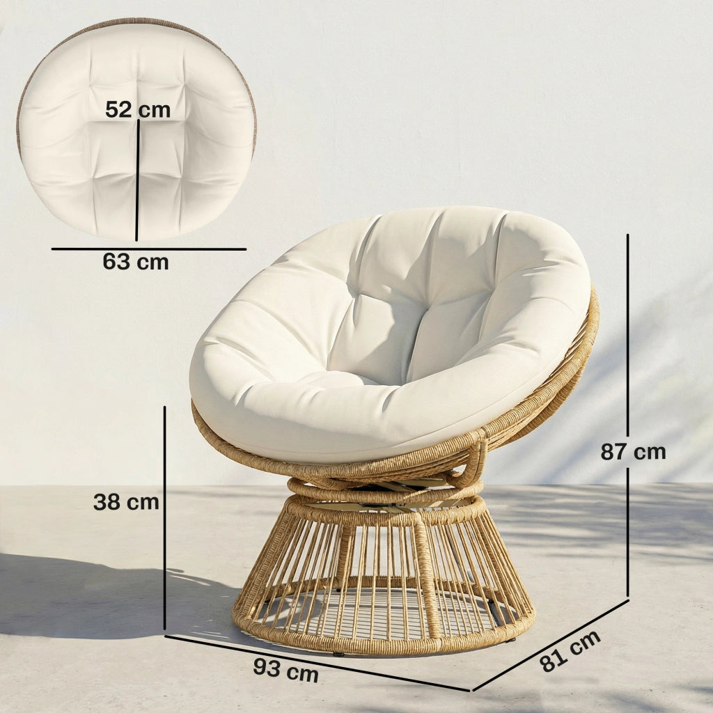 Poltrona Papasan Girevole ¨C zephmum ¨C Naturale 93x81x87 cm