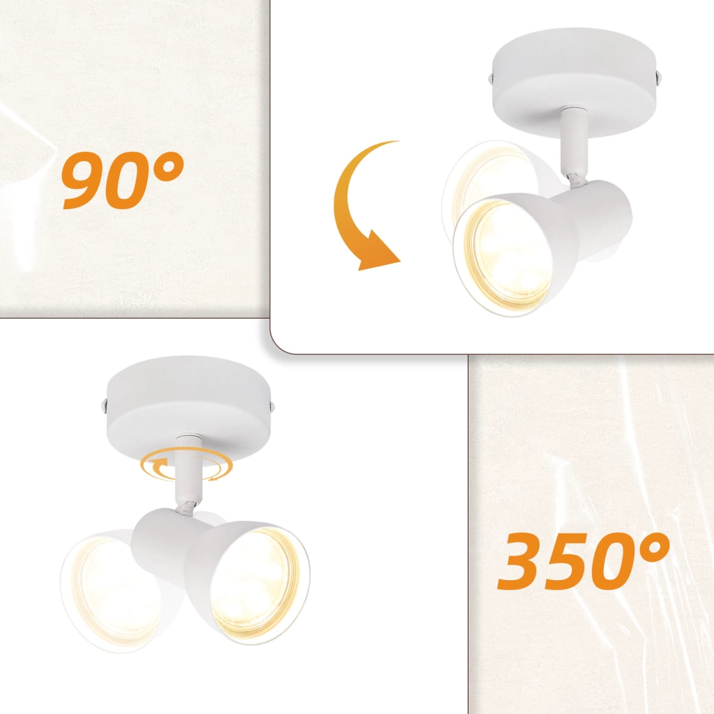 ZMH Faretto da soffitto GU10 bianco Faretto in metallo orientabile a 350° Design moderno (senza lampadina)