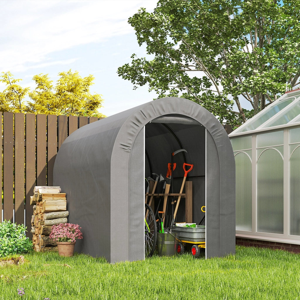 Tenda da giardino per biciclette ¨C zephmum ¨C 2.4x1.6x1.9 m grigio chiaro acciaio