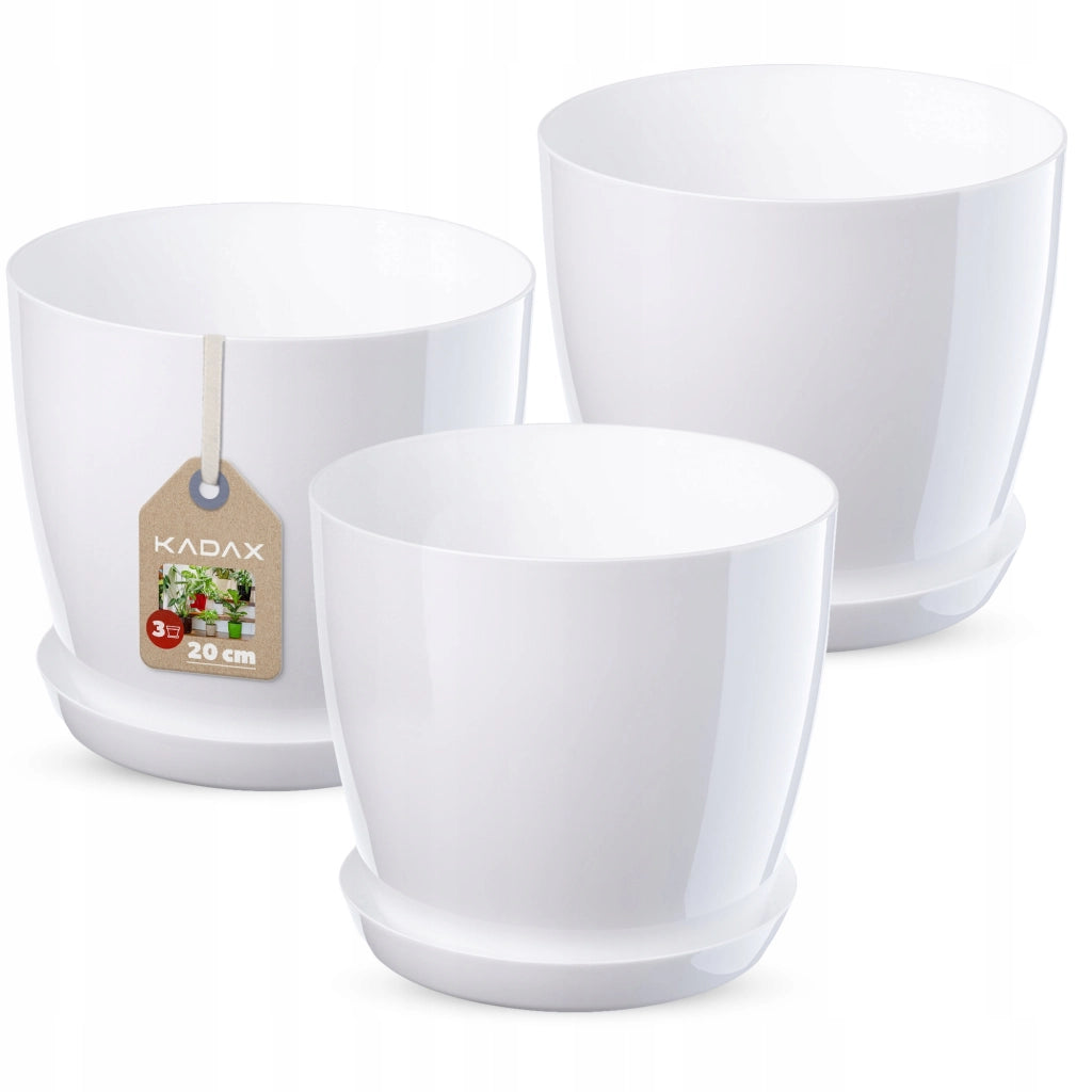 Vaso da fiori KADAX, coprivaso, 20 cm, supporto per fiori, plastica bianca, 3 pezzi.