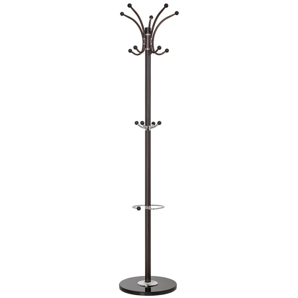 Perchero de metal marron con paraguero y 5 ganchos D36x178h cm
