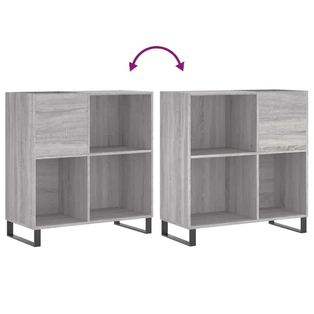 Pratico mobiletto vintage per riporre i vinili 84,5 x 38 x 89 cm realizzato in legno composito Sonoma grigio 02_0049180