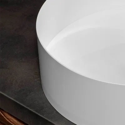 Lavabo da appoggio tondo 40 cm in acciaio inox bianco opaco  Goya