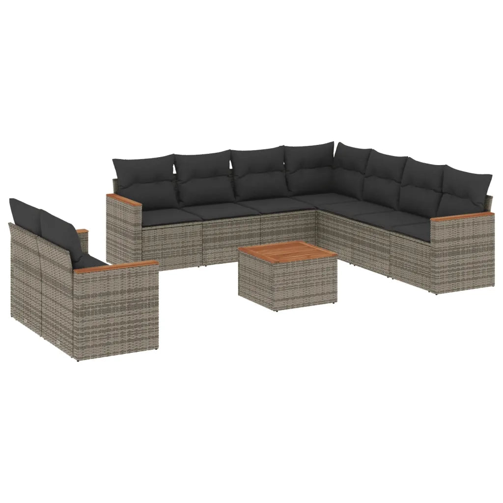 Set Divano da Giardino 10 pz con Cuscini Grigio in Polyrattancod mxl 88541