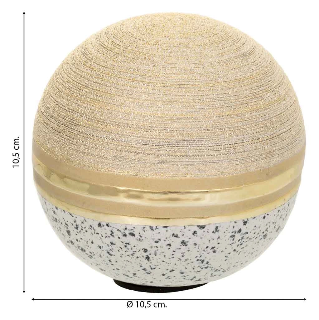 Sfera decorativa in ceramica dorata 10,5x10,5x10,5h