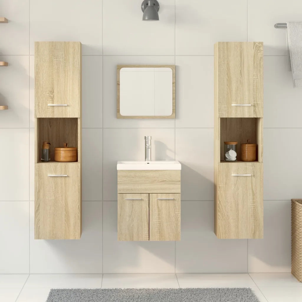 Set Mobili da Bagno 4 pz Rovere Sonoma in Legno Multistrato 3324998