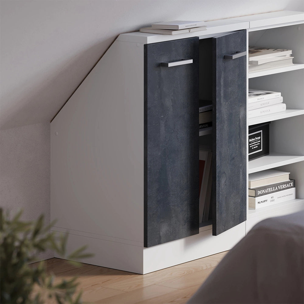Mobile sottotetto Rion Calce nera/Bianco con 2 porte Vicco