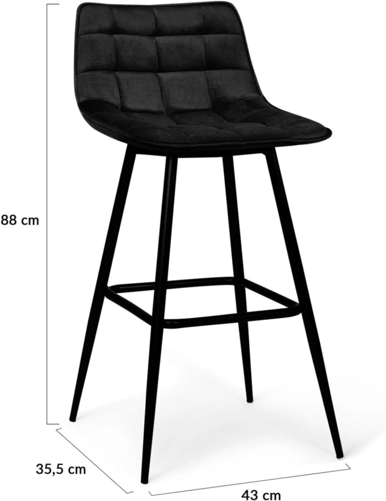 Set di 2 sgabelli da bar MADY in velluto nero