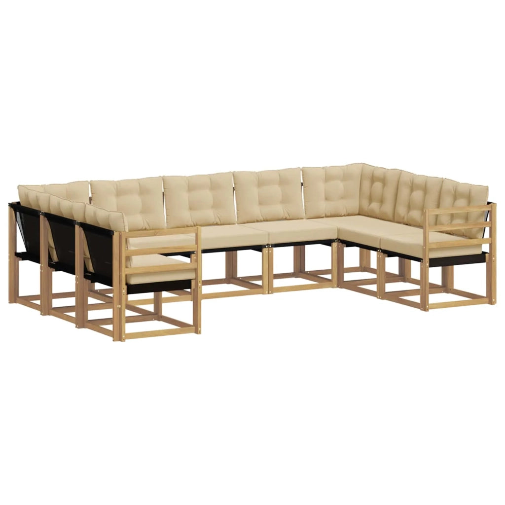 Set di divani da esterno con cuscino 9 pcs Bianco e Beige 3389851