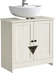 Mobile Sottolavabo da Bagno, Montaggio Rapido Senza Attrezzi Toolless, Mobiletto con Ripiano Regolabile per Lavabo senza Colonna, Bianco Vintage BBC222WJ01