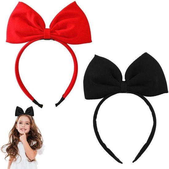 Cintura per Capelli - 2 Pezzi - Banda per Capelli con Striscia Rossa - Banda per Capelli per Donne/Giovani - Ideale per Feste/Cosplay - Sostenibile e Comodo