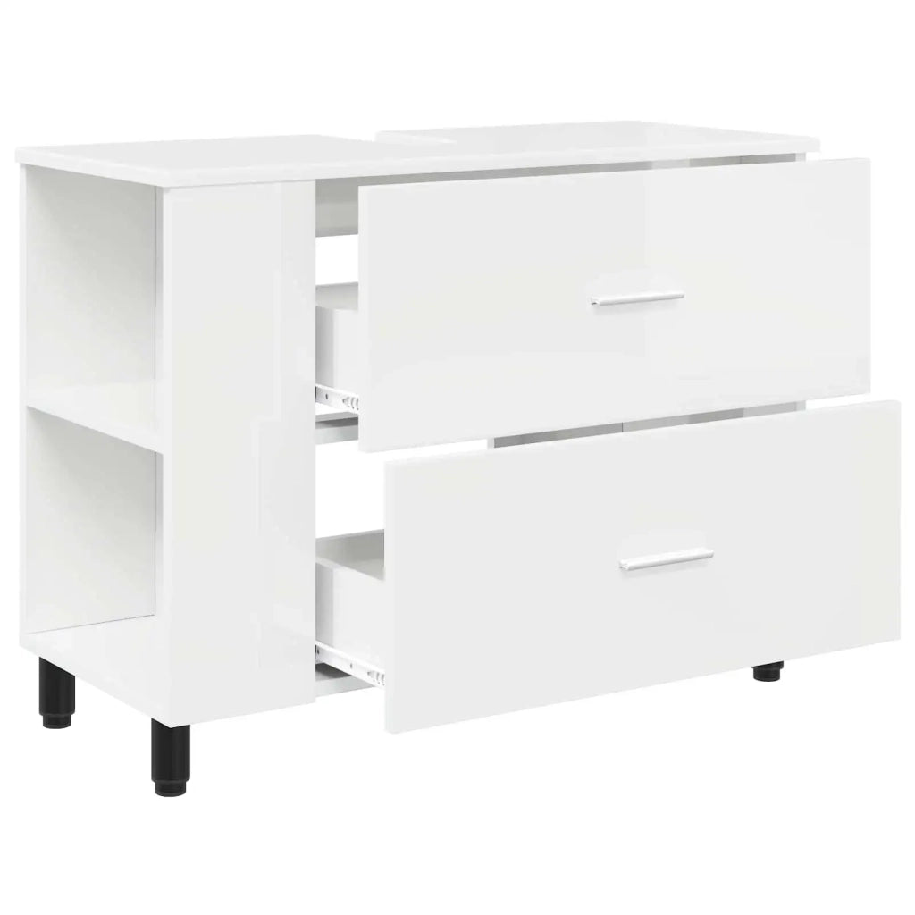 Mobiletto da bagno Bianco Lucido 80 x 35 x 60 cm 889389