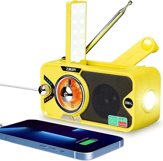 Radio solare con Bluetooth FM-AM-SW radio di emergenza - batteria da 3600 mAh - allarme SOS - torcia - lente di lettura - per campeggio outdoor