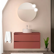Mobile bagno sospeso 90 cm rosso satinato con top per lavabo da appoggio Gaya