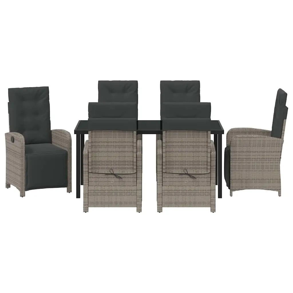 Set da Pranzo per Giardino con cuscino 7 pcs Grigio polyrattan 3380327