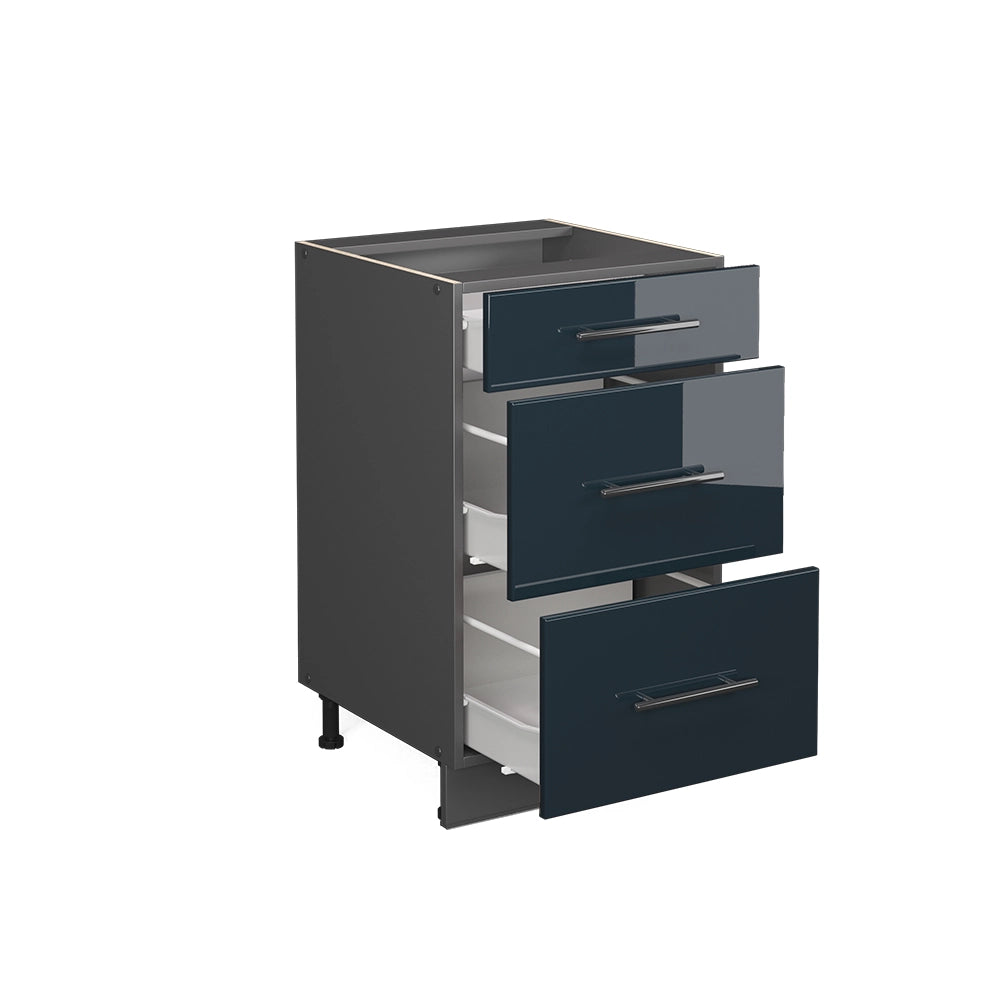 Mobiletto base per cucina Fame-Line Blu scuro lucido/Antracite 50 cm, PL Marmo Vicco