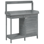 Tavolo da giardinaggio con armadietto da giardino 110,5 x 45 x 124,5 cm design moderno e funzionale in legno massello grigio 02_0046206