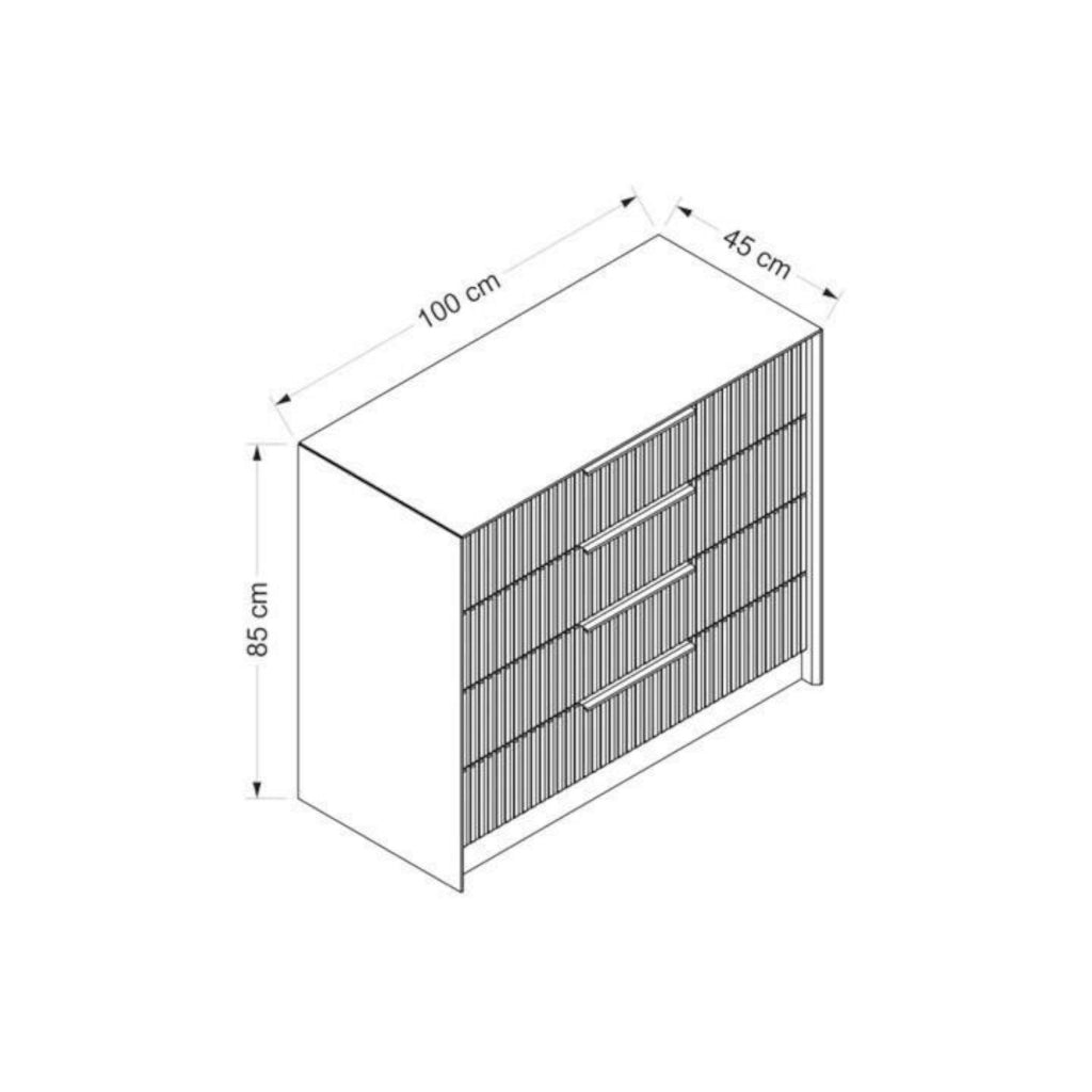 Nepartak, Cassettiera 7 Cassetti, 100x45x85h cm Grigio Cemento