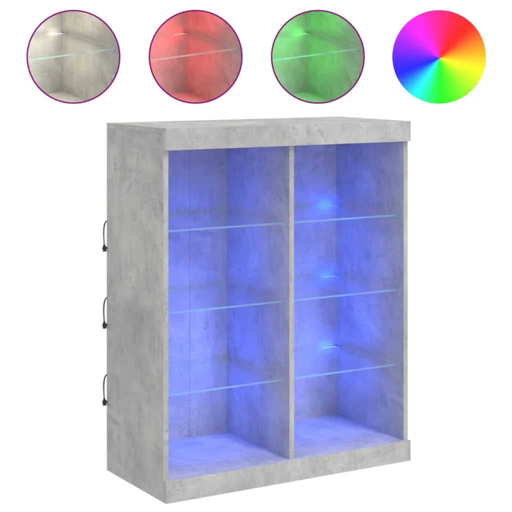 Buffet credenza cassettiera armadio mobile contenitore organizer per cucina soggiorno salotto con luci LED 81 x 37 x 100 cm grigio 02_0030008
