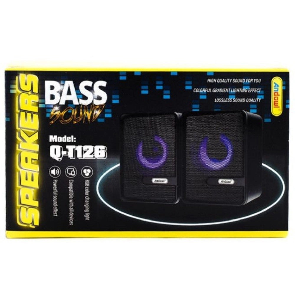 Trade Shop - Set Altoparlanti Speaker Per Bassi Con Illuminazione A Colori Rgb Per Pc Q-t126 -